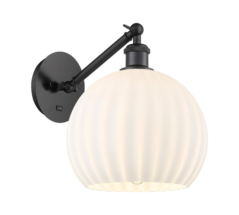 Innovations 317-1W-BK-G1217-10WV One Light Wall Sconce, Matte Black