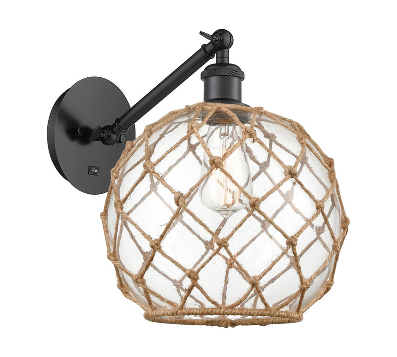 Innovations 317-1W-BK-G122-10RB One Light Wall Sconce, Matte Black