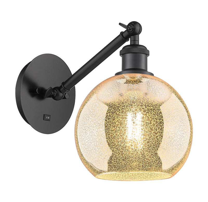 Innovations 317-1W-BK-G128-8 One Light Wall Sconce, Matte Black