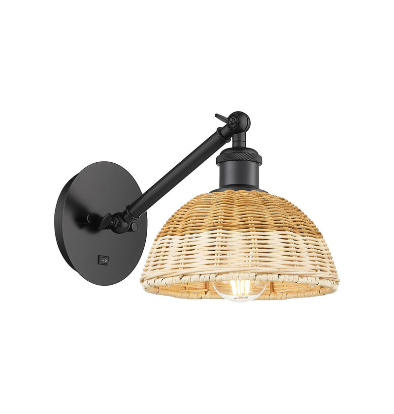 Innovations 317-1W-BK-NBD2-75-NAT One Light Wall Sconce, Matte Black