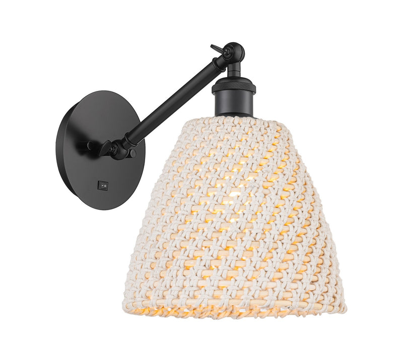 Innovations 317-1W-BK-NBD-9-NAT One Light Wall Sconce, Matte Black