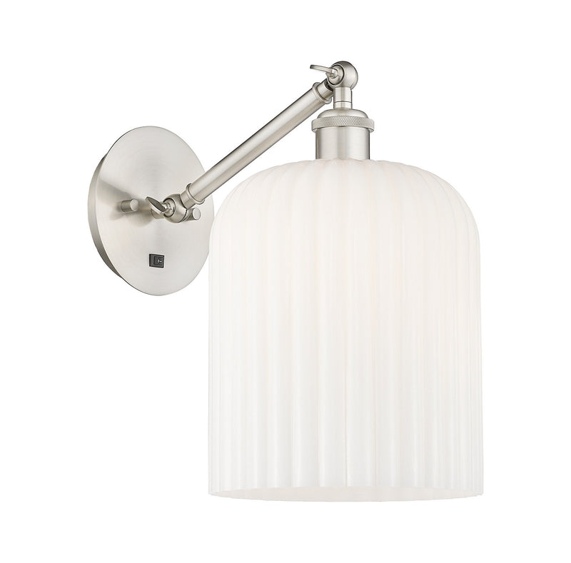 Innovations 317-1W-SN-G559-8GWH One Light Wall Sconce, Brushed Satin Nickel
