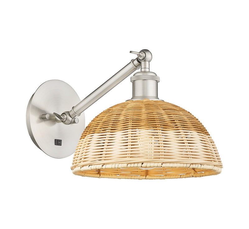 Innovations 317-1W-SN-NBD2-9-NAT One Light Wall Sconce, Brushed Satin Nickel
