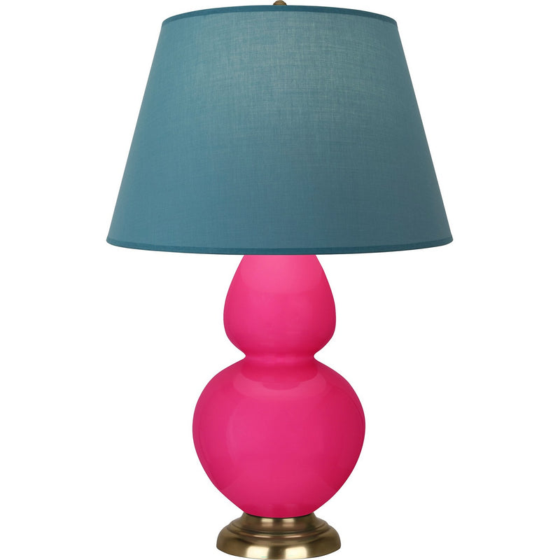 Robert Abbey RZ20B One Light Table Lamp, Razzle Rose Glazed Ceramic w/Antique Natural Brass