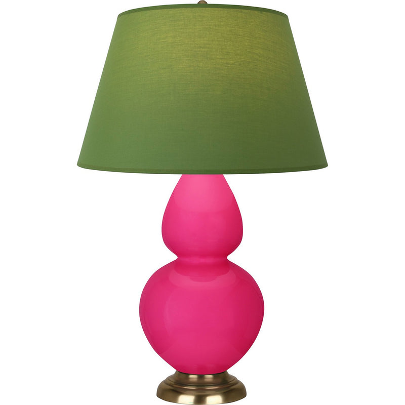 Robert Abbey RZ20G One Light Table Lamp, Razzle Rose Glazed Ceramic w/Antique Natural Brass