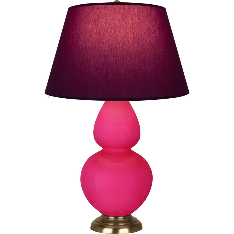 Robert Abbey RZ20P One Light Table Lamp, Razzle Rose Glazed Ceramic w/Antique Natural Brass