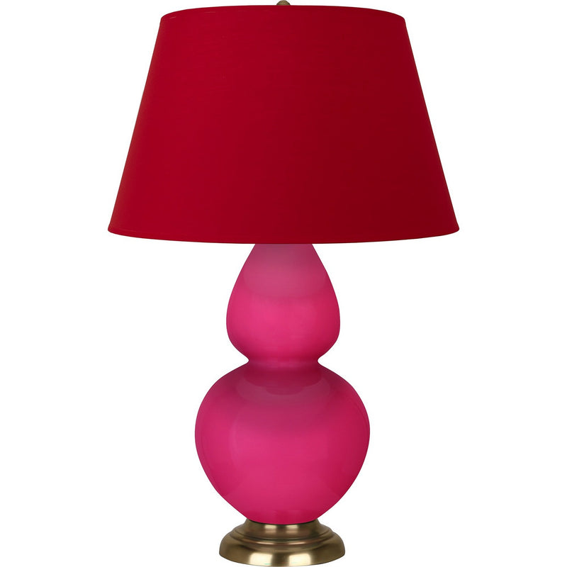Robert Abbey RZ20R One Light Table Lamp, Razzle Rose Glazed Ceramic w/Antique Natural Brass