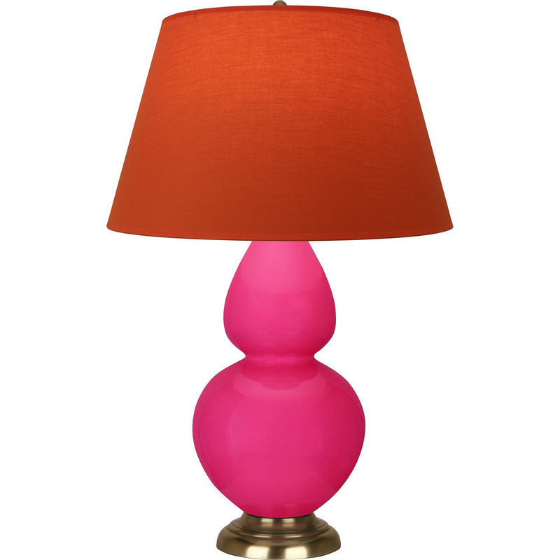 Robert Abbey RZ20T One Light Table Lamp, Razzle Rose Glazed Ceramic w/Antique Natural Brass