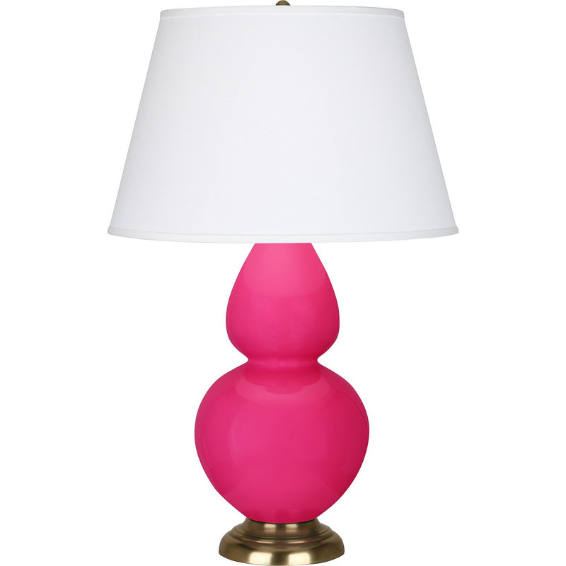 Robert Abbey RZ20X One Light Table Lamp, Razzle Rose Glazed Ceramic w/Antique Natural Brass