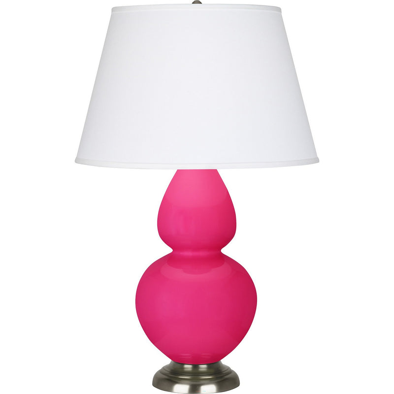 Robert Abbey RZ22X One Light Table Lamp, Razzle Rose Glazed Ceramic w/Antique Silver