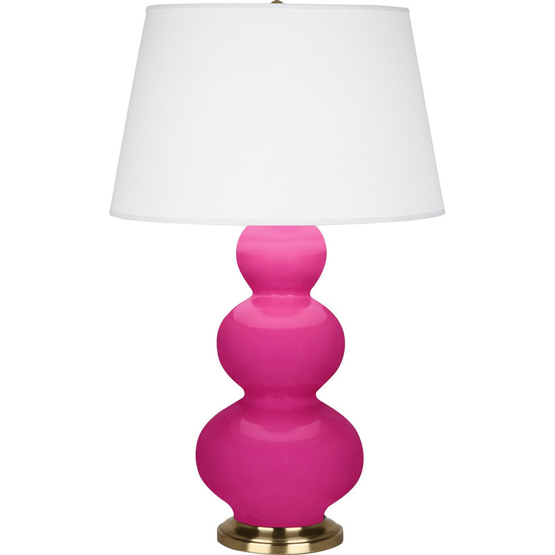 Robert Abbey RZ40X One Light Table Lamp, Razzle Rose Glazed Ceramic w/Antique Natural Brass