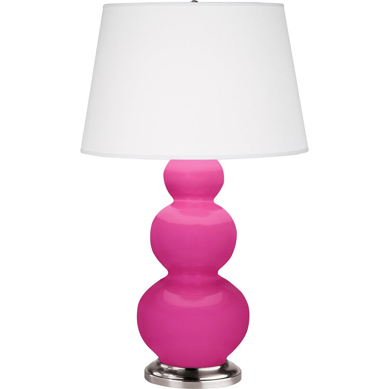 Robert Abbey RZ42X One Light Table Lamp, Razzle Rose Glazed Ceramic w/Antique Silver