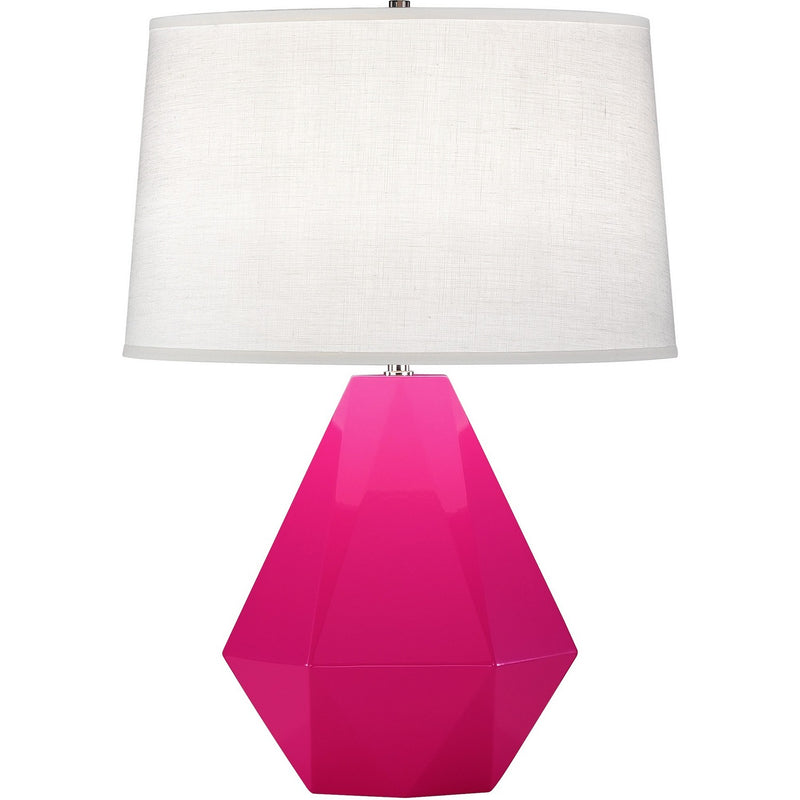 Robert Abbey RZ930 One Light Table Lamp, Razzle Rose Glazed Ceramic w/Polished Nickel