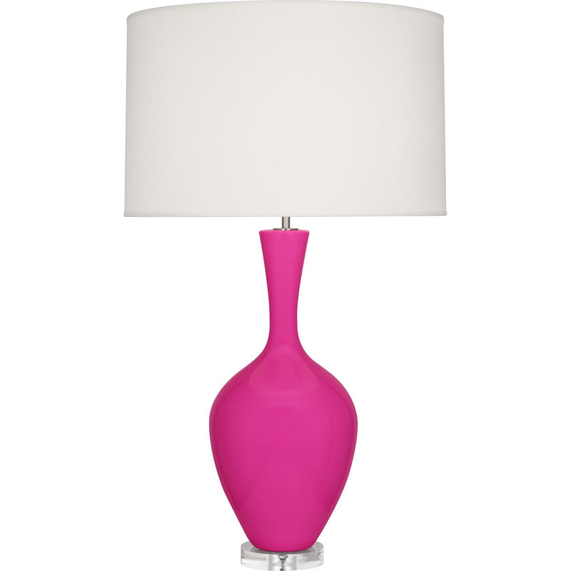 Robert Abbey RZ980 One Light Table Lamp, Razzle Rose Glazed Ceramic