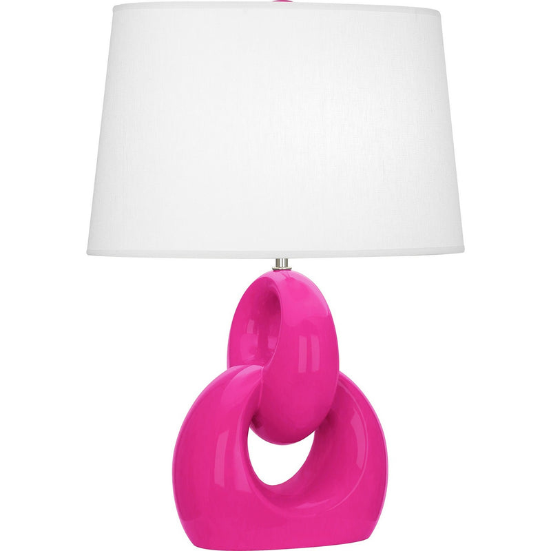 Robert Abbey RZ981 One Light Table Lamp, Razzle Rose Glazed Ceramic w/Polished Nickel