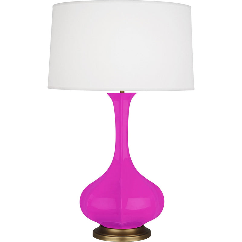 Robert Abbey RZ994 One Light Table Lamp, Razzle Rose Glazed Ceramic w/Aged Brass