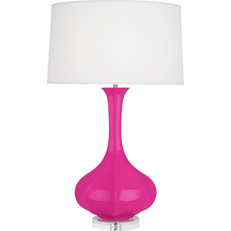 Robert Abbey RZ996 One Light Table Lamp, Razzle Rose Glazed Ceramic w/Lucite