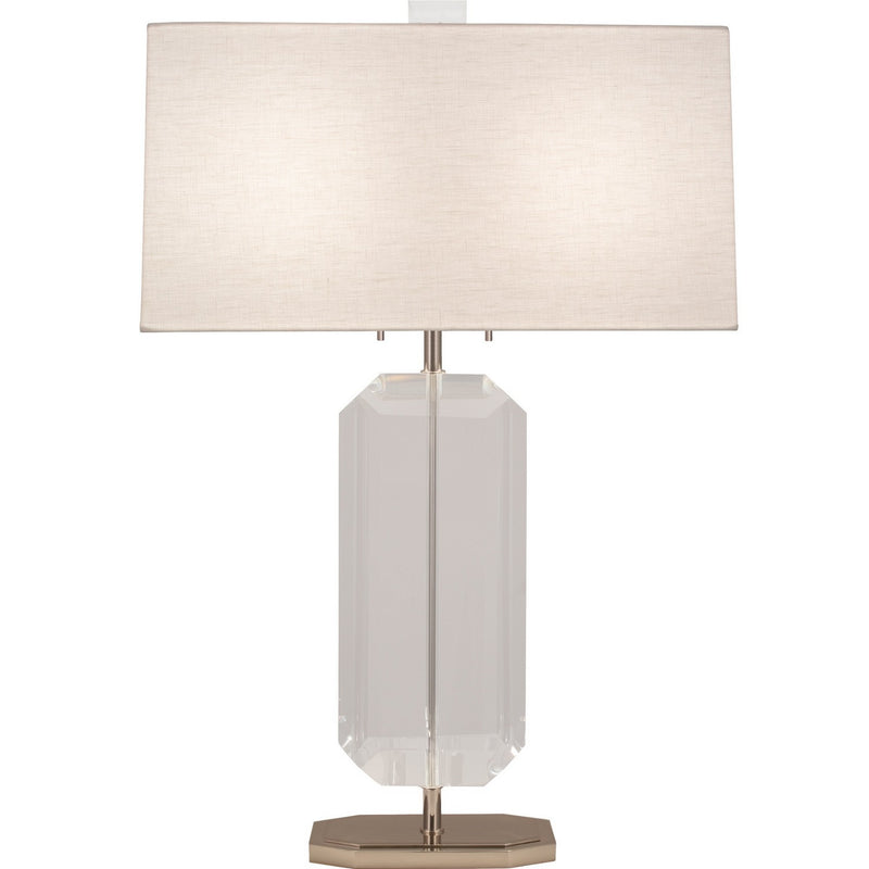 Robert Abbey S1196 Two Light Table Lamp, Polished Nickel w/Clear Crystal