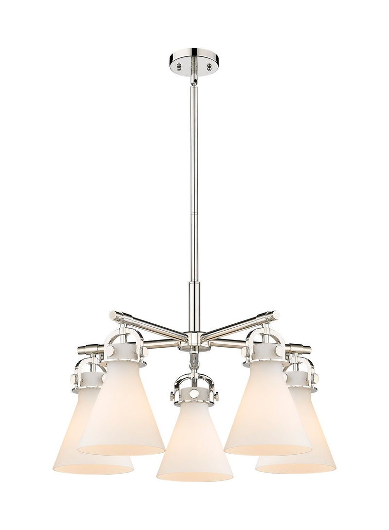 Innovations 410-5CR-PN-G411-7WH Five Light Chandelier, Polished Nickel