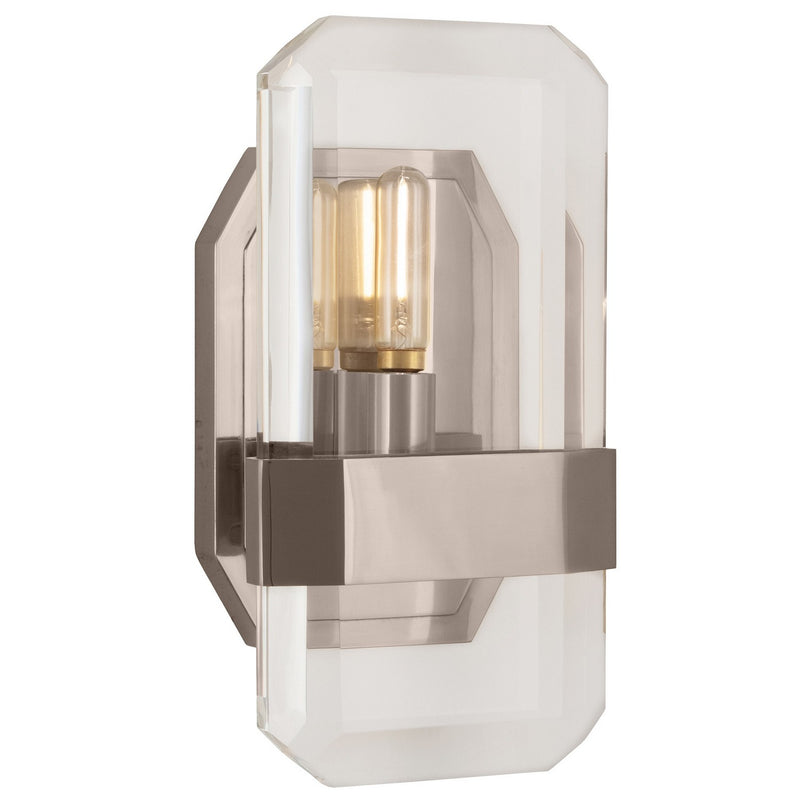 Robert Abbey S1198 One Light Wall Sconce, Polished Nickel w/ Clear Crystal