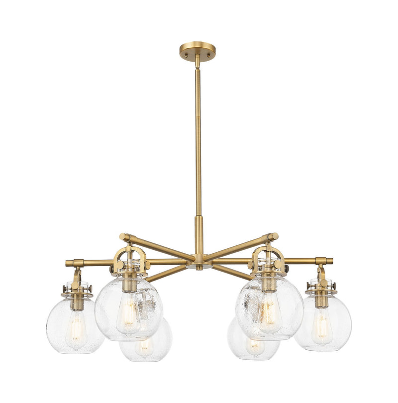 Innovations 410-6CR-BB-G410-7SDY Six Light Chandelier, Brushed Brass