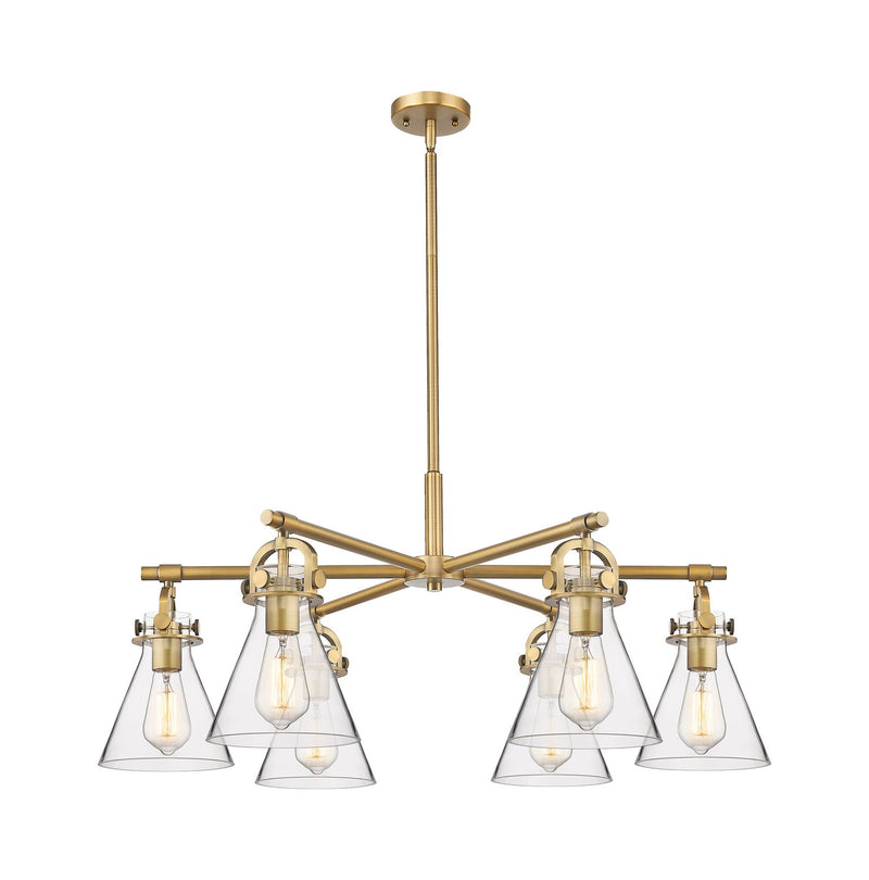 Innovations 410-6CR-BB-G411-7CL Six Light Chandelier, Brushed Brass
