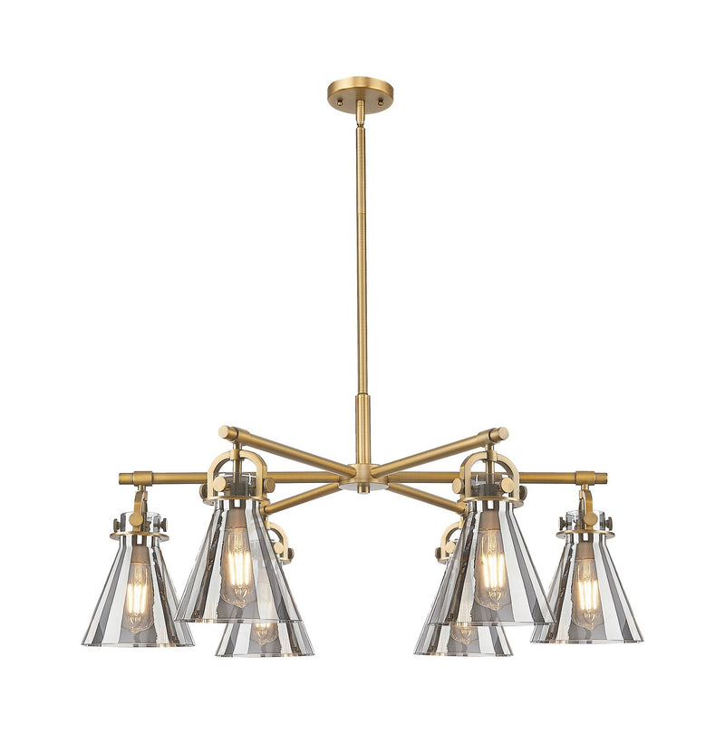 Innovations 410-6CR-BB-G411-7SM Six Light Chandelier, Brushed Brass