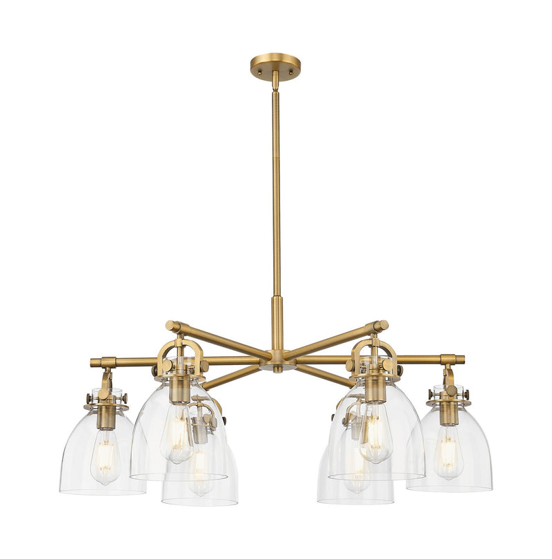 Innovations 410-6CR-BB-G412-7CL Six Light Chandelier, Brushed Brass