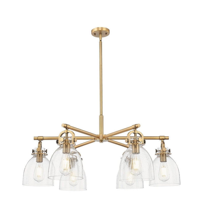 Innovations 410-6CR-BB-G412-7SDY Six Light Chandelier, Brushed Brass