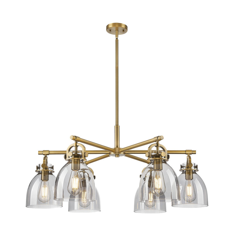 Innovations 410-6CR-BB-G412-7SM Six Light Chandelier, Brushed Brass