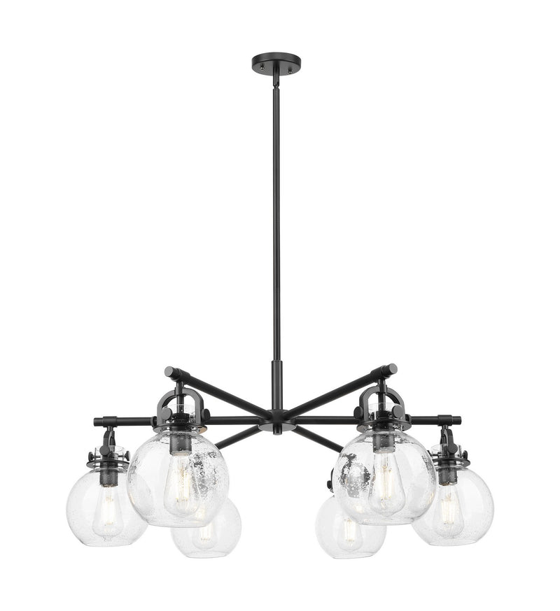 Innovations 410-6CR-BK-G410-7SDY Six Light Chandelier, Matte Black