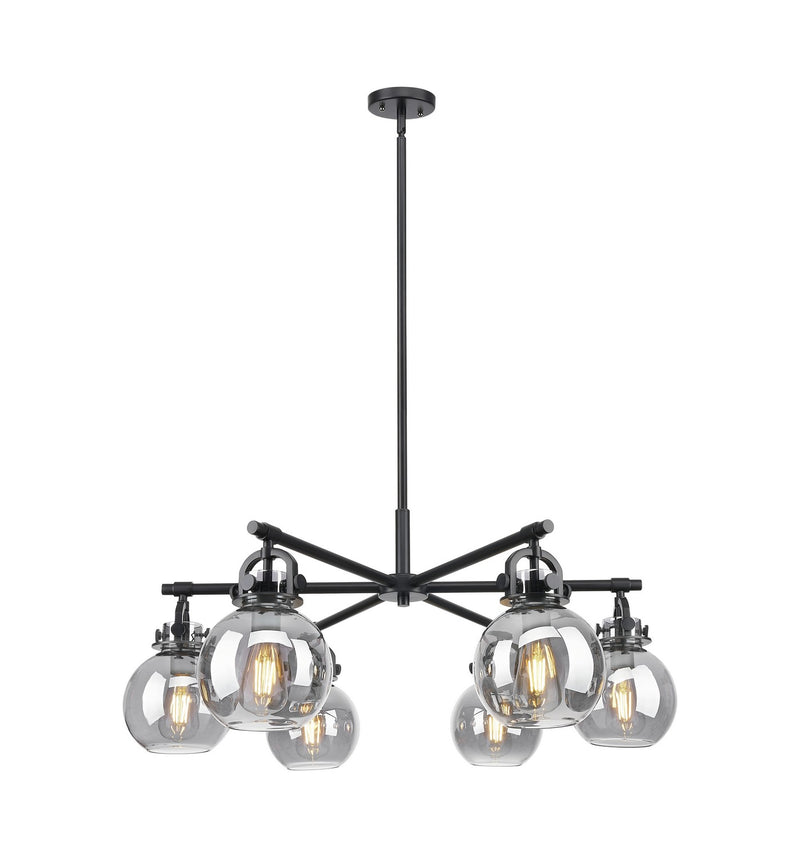 Innovations 410-6CR-BK-G410-7SM Six Light Chandelier, Matte Black