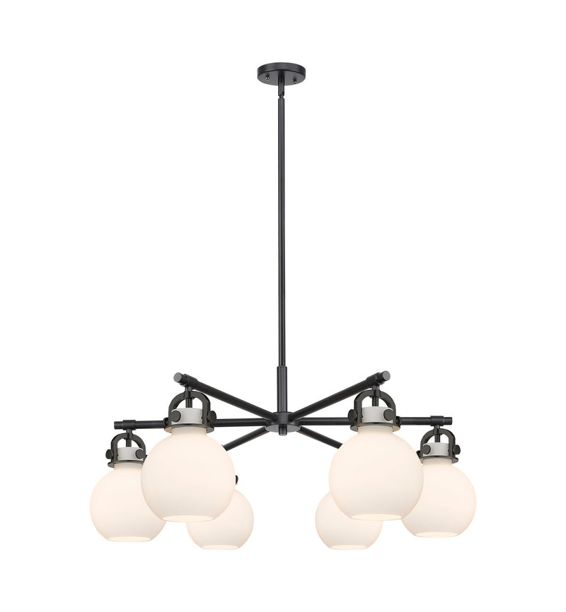 Innovations 410-6CR-BK-G410-7WH Six Light Chandelier, Matte Black