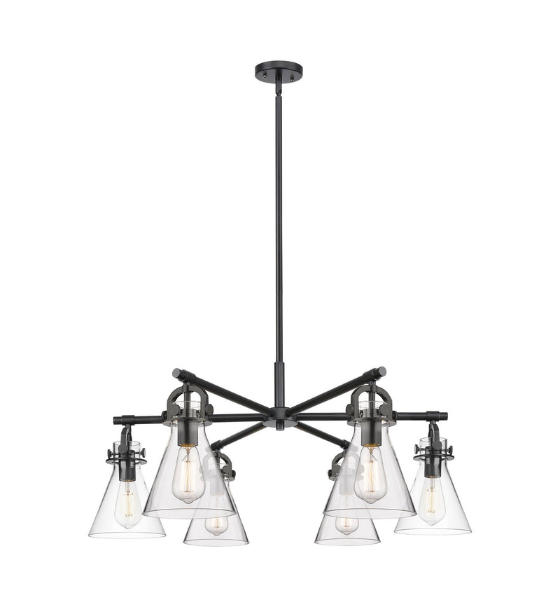 Innovations 410-6CR-BK-G411-7CL Six Light Chandelier, Matte Black