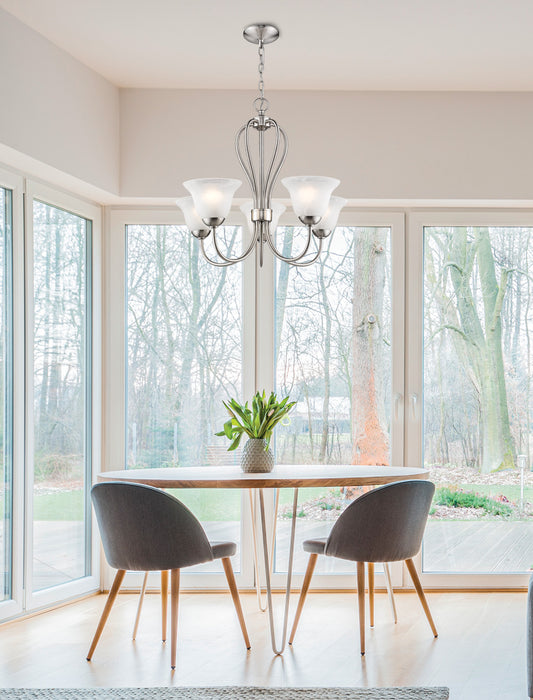Millennium 75-SN Five Light Chandelier, Satin Nickel