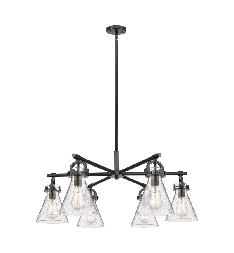 Innovations 410-6CR-BK-G411-7SDY Six Light Chandelier, Matte Black