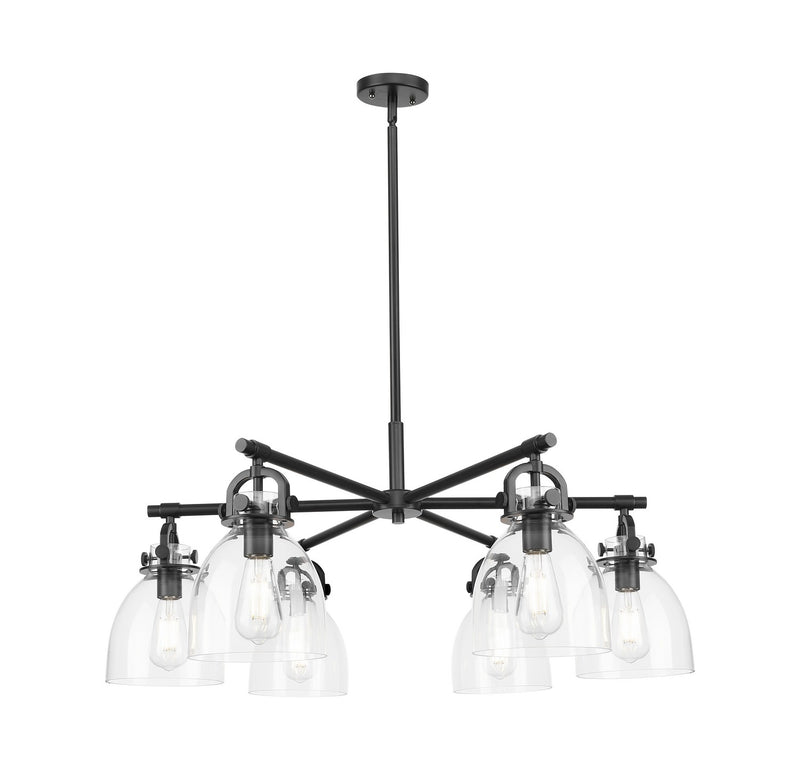 Innovations 410-6CR-BK-G412-7CL Six Light Chandelier, Matte Black