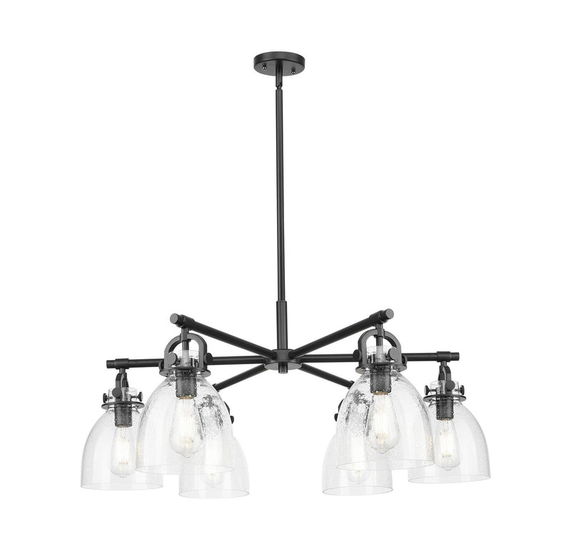 Innovations 410-6CR-BK-G412-7SDY Six Light Chandelier, Matte Black