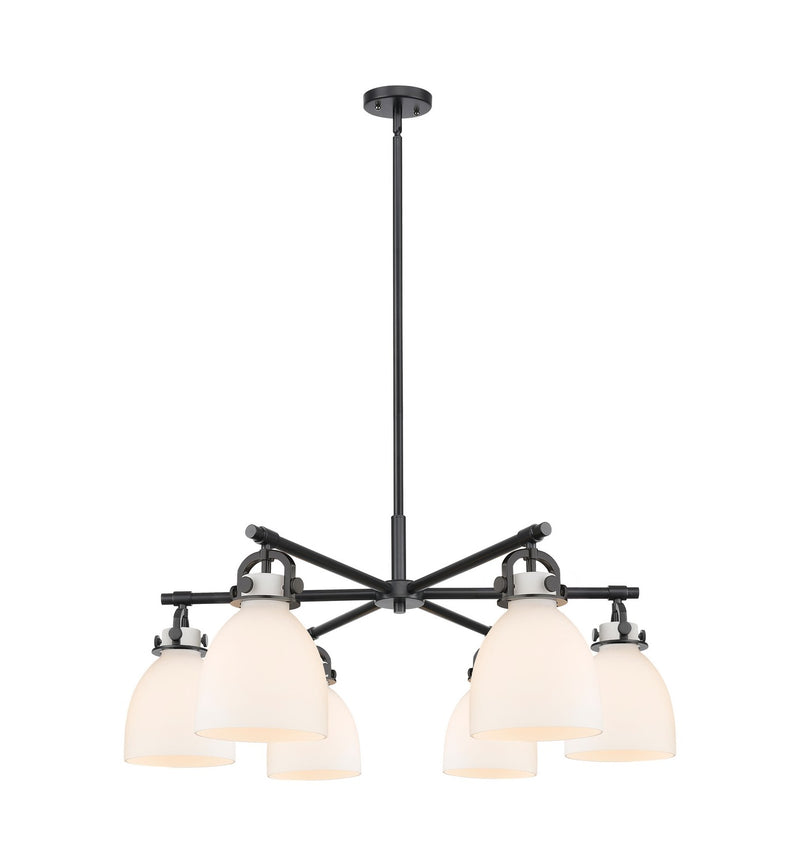 Innovations 410-6CR-BK-G412-7WH Six Light Chandelier, Matte Black