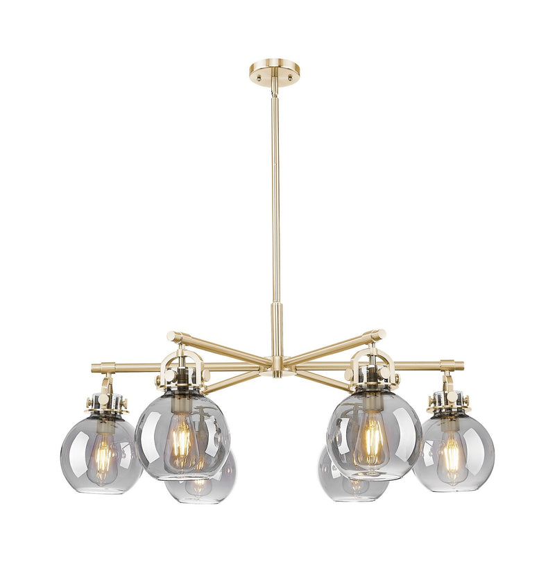 Innovations 410-6CR-CB-G410-7SM Six Light Chandelier, Champagne Bronze