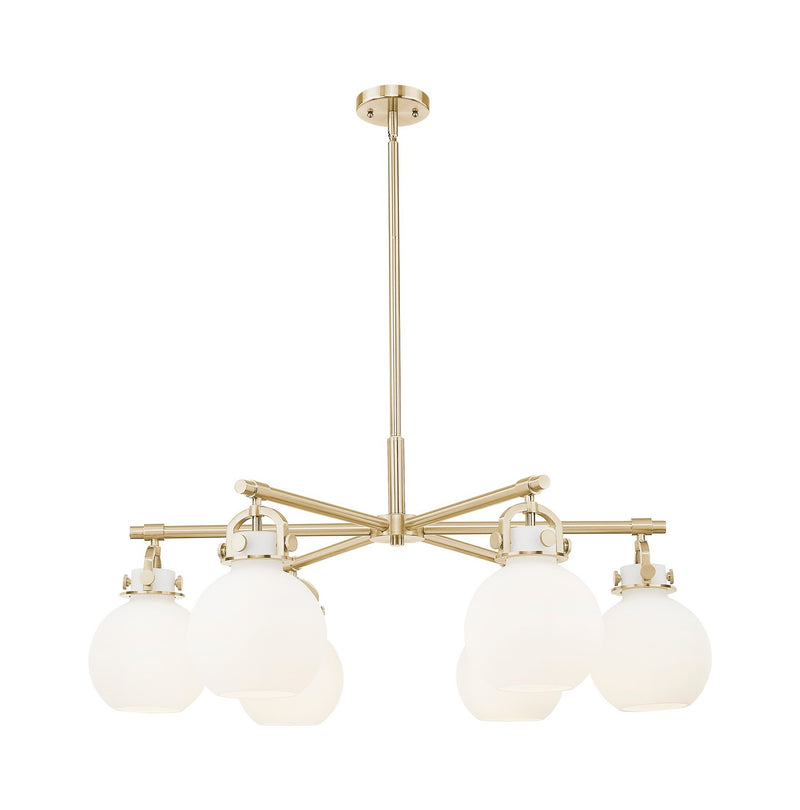 Innovations 410-6CR-CB-G410-7WH Six Light Chandelier, Champagne Bronze