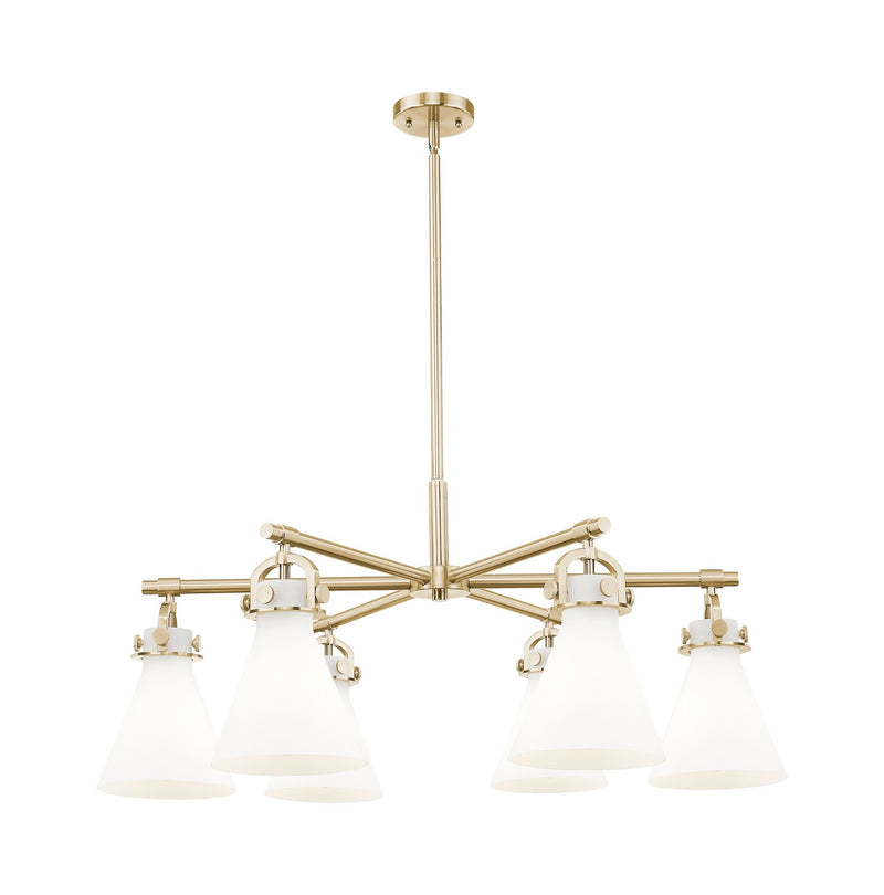 Innovations 410-6CR-CB-G411-7WH Six Light Chandelier, Champagne Bronze