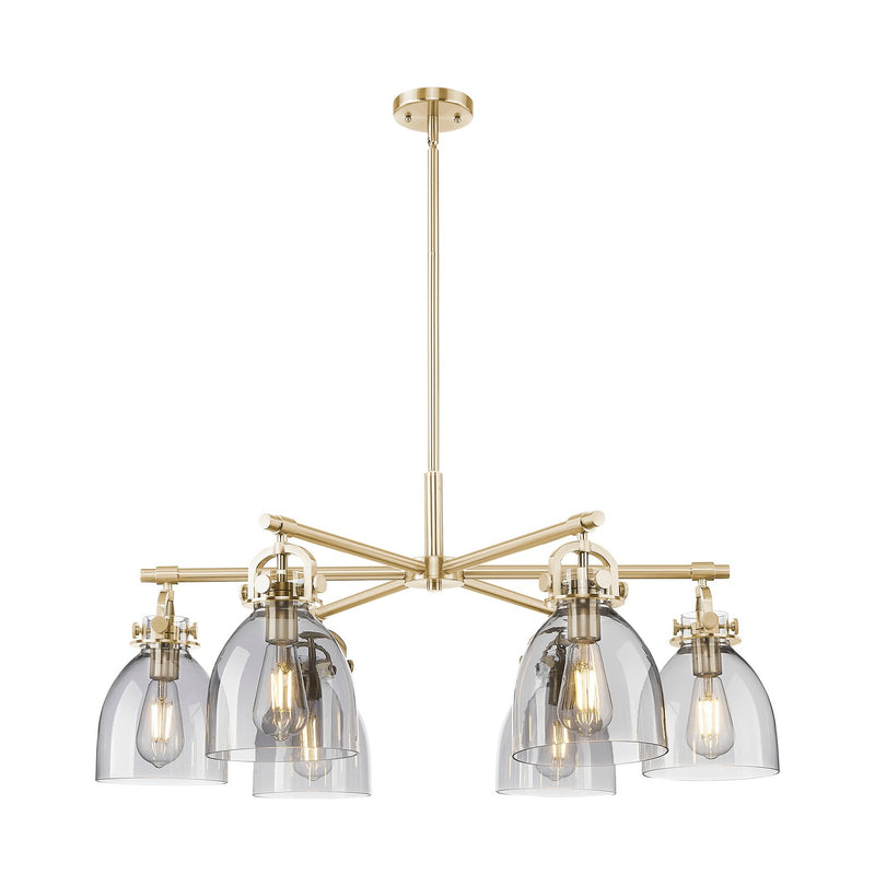 Innovations 410-6CR-CB-G412-7SM Six Light Chandelier, Champagne Bronze