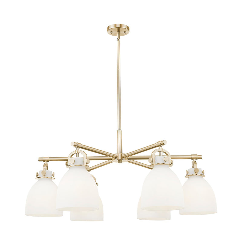 Innovations 410-6CR-CB-G412-7WH Six Light Chandelier, Champagne Bronze