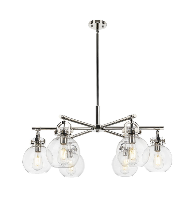 Innovations 410-6CR-PN-G410-7CL Six Light Chandelier, Polished Nickel