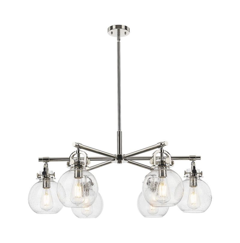 Innovations 410-6CR-PN-G410-7SDY Six Light Chandelier, Polished Nickel
