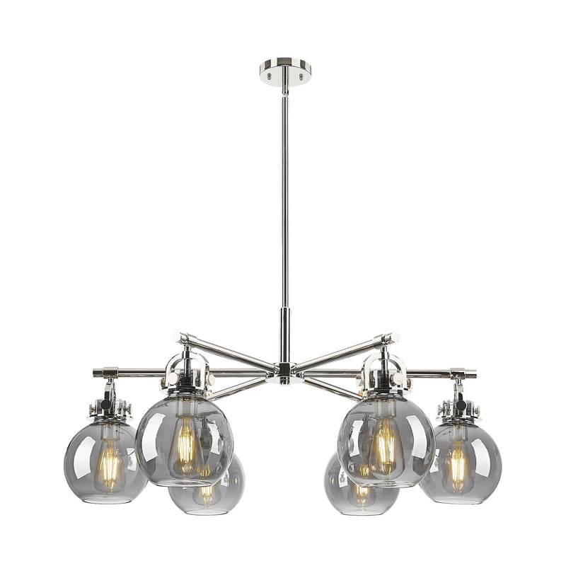 Innovations 410-6CR-PN-G410-7SM Six Light Chandelier, Polished Nickel