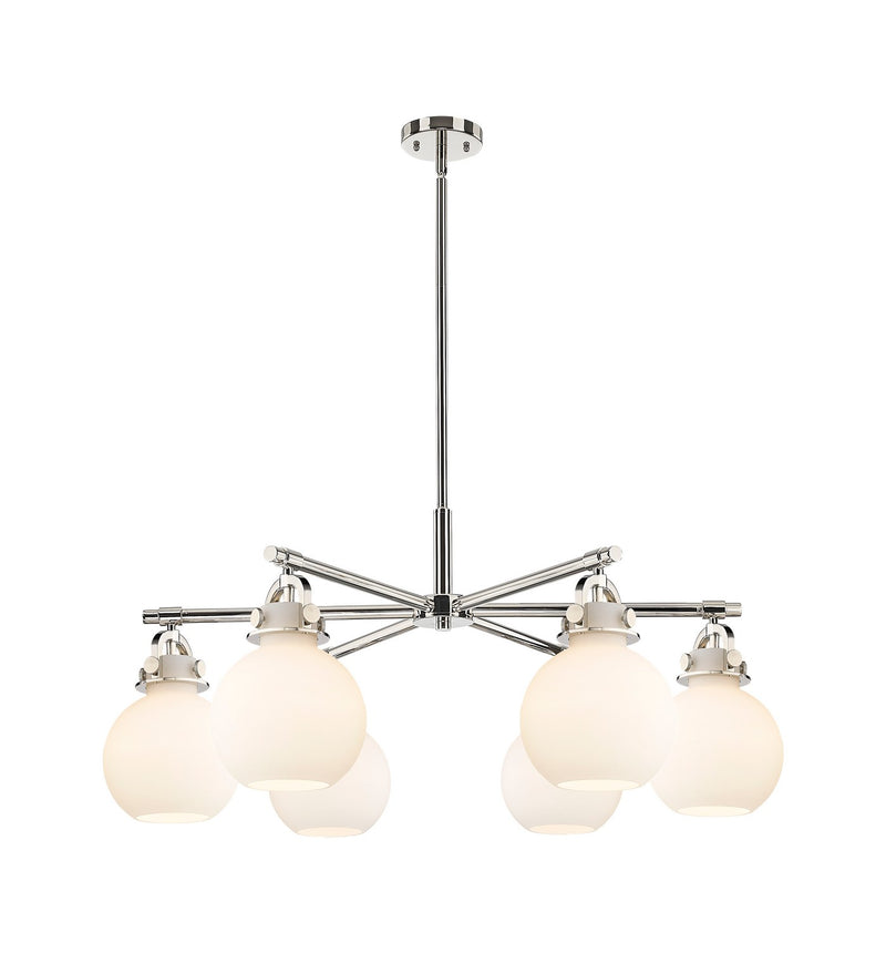 Innovations 410-6CR-PN-G410-7WH Six Light Chandelier, Polished Nickel