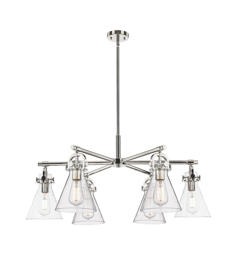 Innovations 410-6CR-PN-G411-7CL Six Light Chandelier, Polished Nickel
