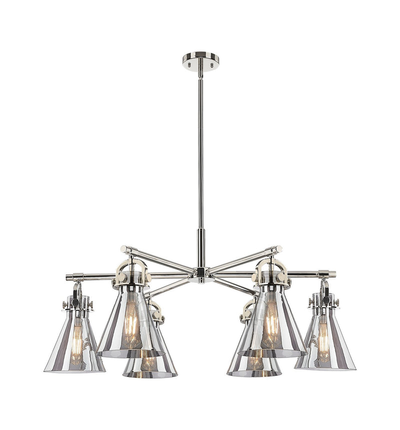 Innovations 410-6CR-PN-G411-7SM Six Light Chandelier, Polished Nickel